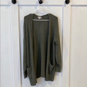 SO women’s olive green open front cardigan